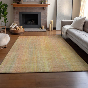 HomeRoots 5' X 8' Blush & Gold Striped Area Rug - Soft, Washable, UV-Protected, Stylish for Any Room! 648726