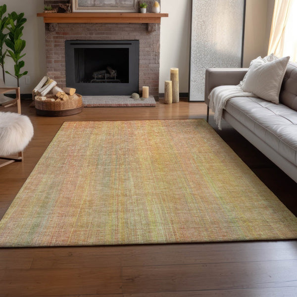 HomeRoots 5' X 8' Blush & Gold Striped Area Rug - Soft, Washable, UV-Protected, Stylish for Any Room! 648726