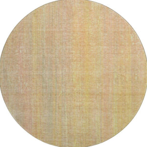 HomeRoots 8' Blush and Gold Striped Round Rug - Stylish, Washable, UV Protected, Stain Resistant for Homes 648727