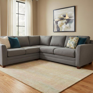 HomeRoots 9' X 12' Blush & Gold Striped Washable Area Rug - Durable, UV-Protected, Stylish for Any Room 648729