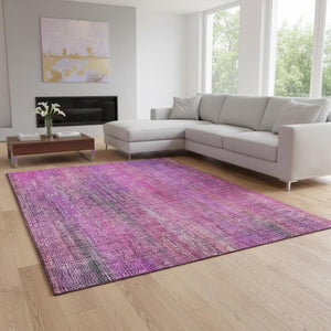 HomeRoots 8' X 10' Lilac & Blush Striped Washable Area Rug - UV Protected, Stylish, Durable for High-Traffic Homes 648746