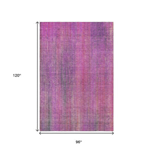 HomeRoots 8' X 10' Lilac & Blush Striped Washable Area Rug - UV Protected, Stylish, Durable for High-Traffic Homes 648746