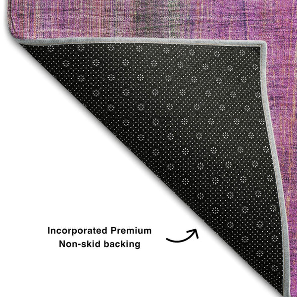 HomeRoots 9' X 12' Lilac & Blush Striped Area Rug - Washable, UV Protected, Durable for Modern Spaces! 648747