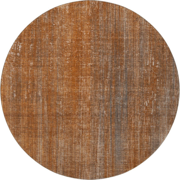 HomeRoots 8' Washable Round Rug in Rust and Gray Stripes with UV Protection for Stylish, Durable Living Spaces 648751