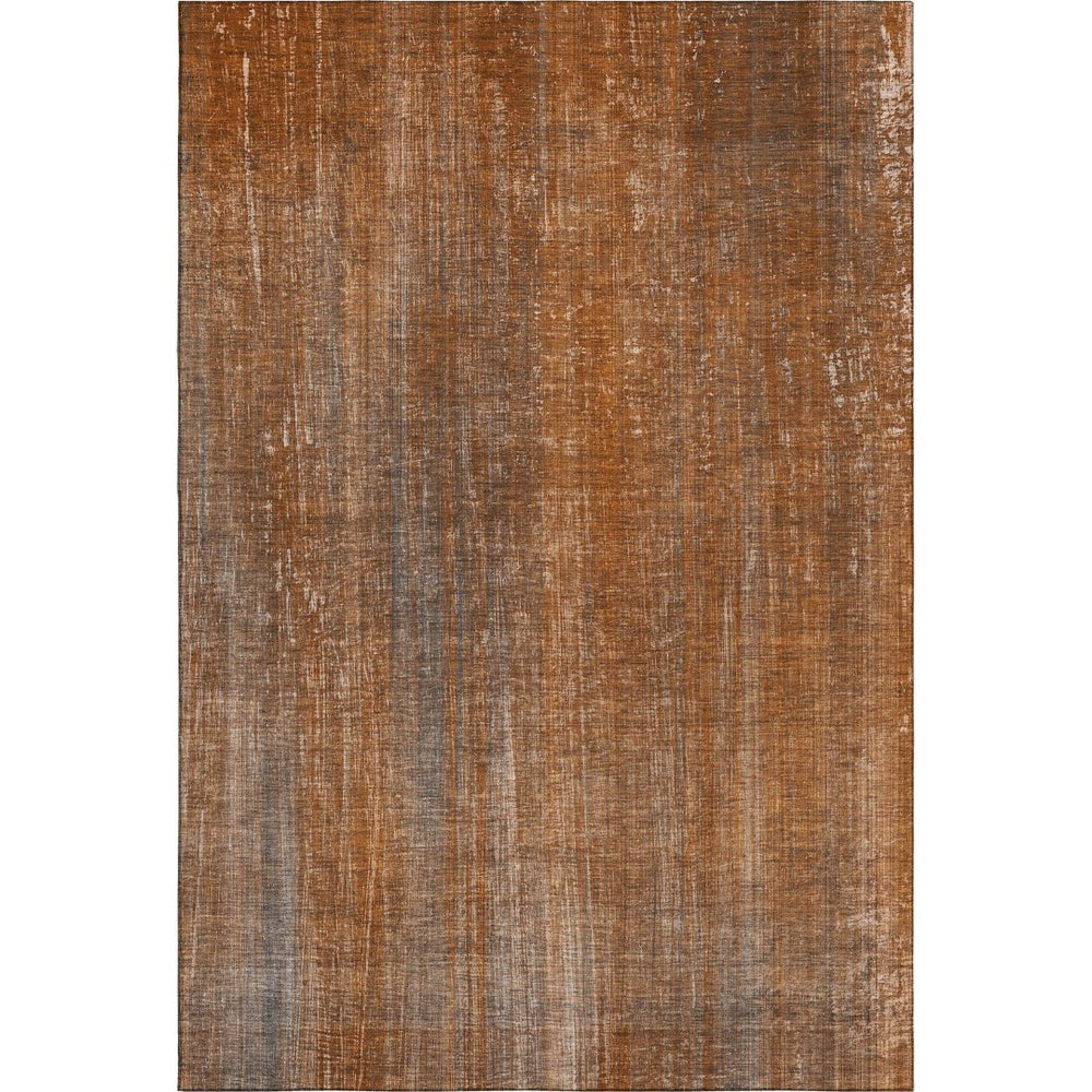 HomeRoots 8' X 10' Washable Area Rug in Rust & Gray Stripes - UV Protected, Stain Resistant & Durable Design 648752
