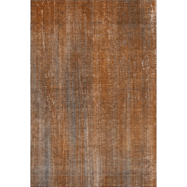 HomeRoots 8' X 10' Washable Area Rug in Rust & Gray Stripes - UV Protected, Stain Resistant & Durable Design 648752