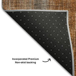 HomeRoots 8' X 10' Washable Area Rug in Rust & Gray Stripes - UV Protected, Stain Resistant & Durable Design 648752