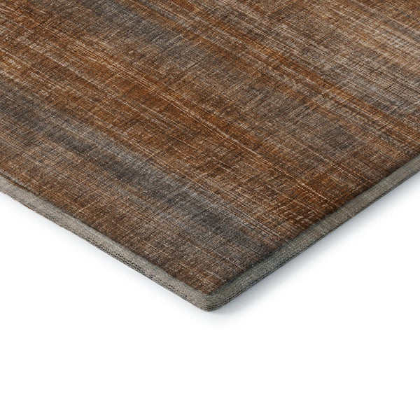HomeRoots 8' X 10' Washable Area Rug in Rust & Gray Stripes - UV Protected, Stain Resistant & Durable Design 648752
