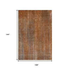 HomeRoots 9' X 12' Washable Area Rug - Rust & Gray Striped Design with UV Protection, Stain Resistance & Durability 648753