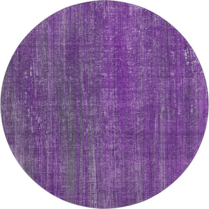 HomeRoots 8' Purple and Ivory Striped Round Rug - Washable, UV Protected, Durable, Ideal for High-Traffic Areas 648757