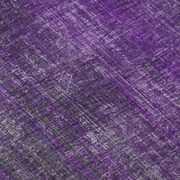 HomeRoots 8' Purple and Ivory Striped Round Rug - Washable, UV Protected, Durable, Ideal for High-Traffic Areas 648757