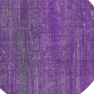 HomeRoots 8' Purple and Ivory Striped Round Rug - Washable, UV Protected, Durable, Ideal for High-Traffic Areas 648757