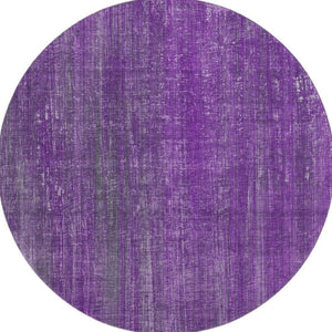 HomeRoots 8' Purple and Ivory Striped Round Rug - Washable, UV Protected, Durable, Ideal for High-Traffic Areas 648757
