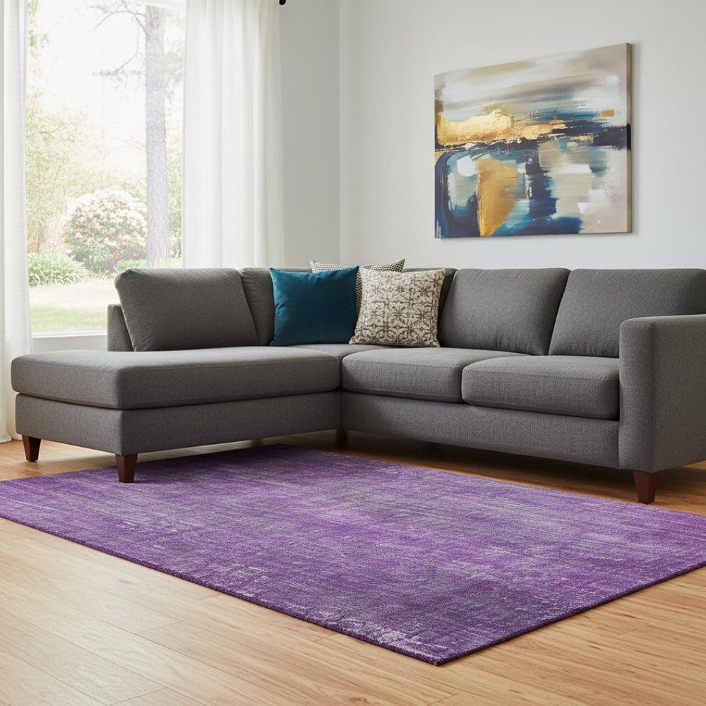 HomeRoots 8' X 10' Stylish Purple and Ivory Striped Washable Area Rug with UV Protection for Busy Homes 648758