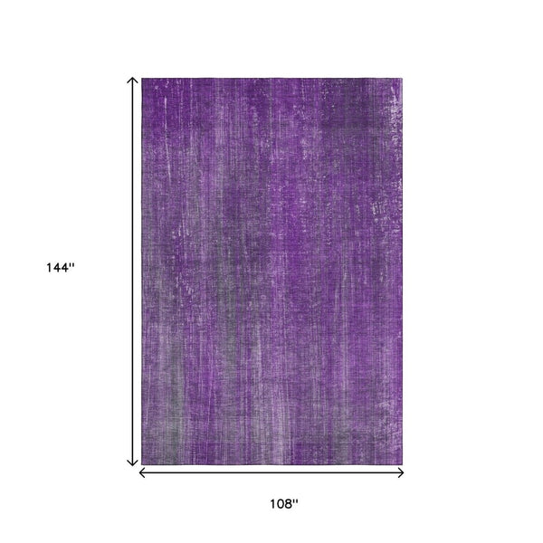 HomeRoots 9' X 12' Purple & Ivory Striped Washable Area Rug – Durable, Stain-Resistant, UV Protected Comfort! 648759