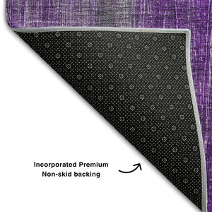 HomeRoots 9' X 12' Purple & Ivory Striped Washable Area Rug – Durable, Stain-Resistant, UV Protected Comfort! 648759