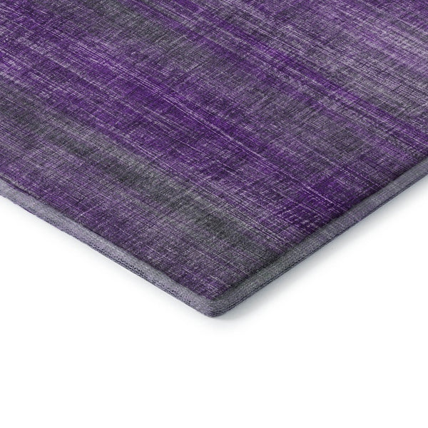 HomeRoots 9' X 12' Purple & Ivory Striped Washable Area Rug – Durable, Stain-Resistant, UV Protected Comfort! 648759