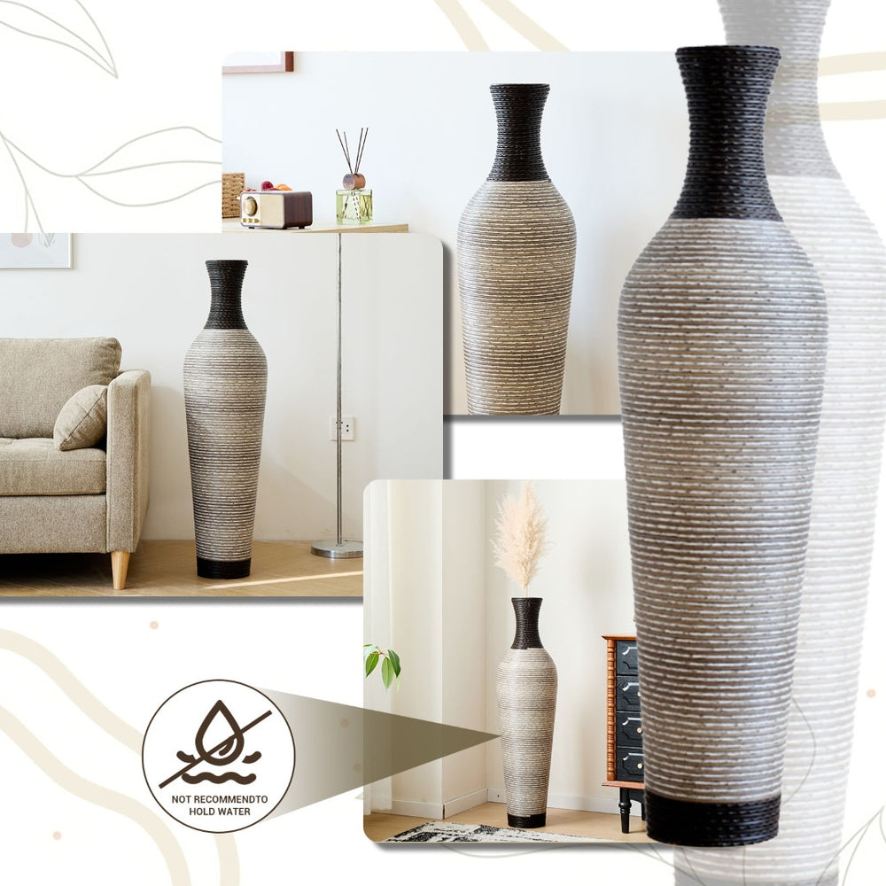 English Elm 39.4" Handwoven Pvc Rattan Style Tall Floor Vase Earthy Boho Decor for Any Room W2796P446191