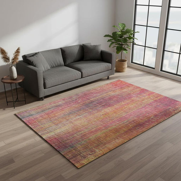 HomeRoots 5' X 8' Vibrant Striped Area Rug - Washable, UV Protected, Stain Resistant for Homes with Kids & Pets 648762