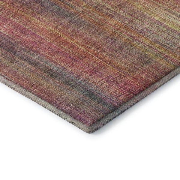 HomeRoots 8' Vibrant Red, Yellow & Orange Striped Round Rug - Washable, UV-Protected, Family-Friendly Design 648763