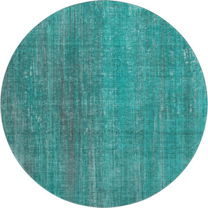 HomeRoots 8' Teal And Ivory Striped Round Rug - Durable, Stain Resistant, Washable & UV Protected for Easy Care 648769