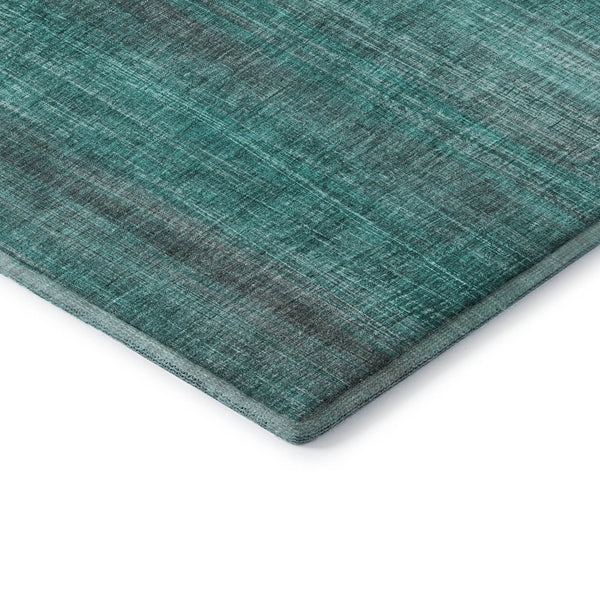 HomeRoots 8' Teal And Ivory Striped Round Rug - Durable, Stain Resistant, Washable & UV Protected for Easy Care 648769
