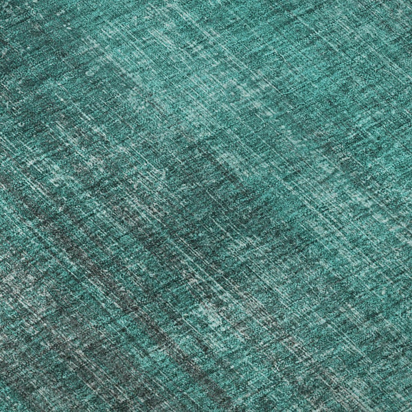 HomeRoots 8' Teal And Ivory Striped Round Rug - Durable, Stain Resistant, Washable & UV Protected for Easy Care 648769