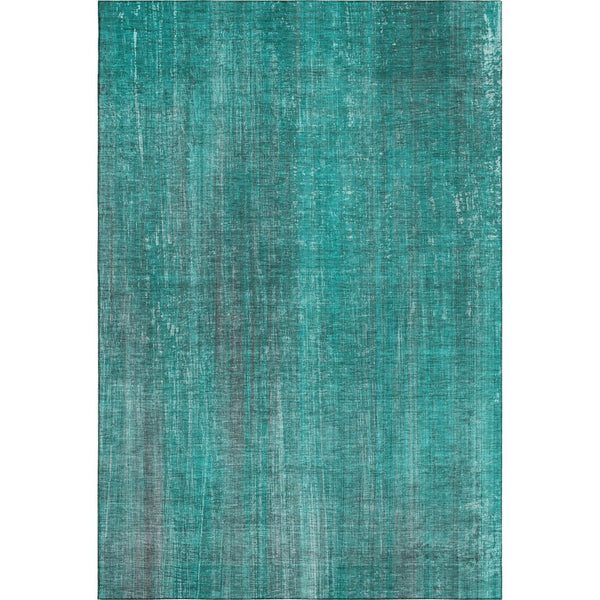 HomeRoots 8' X 10' Teal And Ivory Striped Area Rug - Washable, UV Protected, Stain-Resistant, and Stylish! 648770