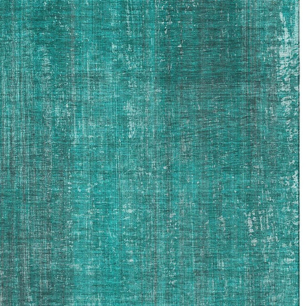 HomeRoots 10' Teal and Ivory Striped Washable Area Rug - Durable, UV Protected for High-Traffic Family Spaces! 648772