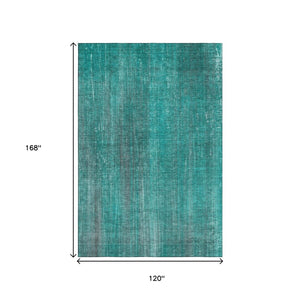 HomeRoots 10' Teal and Ivory Striped Washable Area Rug - Durable, UV Protected for High-Traffic Family Spaces! 648772