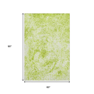 HomeRoots 5' X 8' Fern Green Abstract Area Rug - Stylish, Washable, UV-Protected for Busy Homes & Pets 648774
