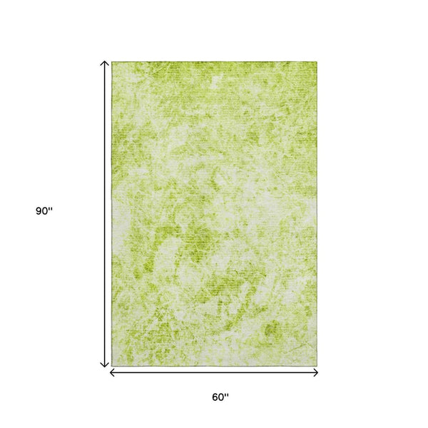 HomeRoots 5' X 8' Fern Green Abstract Area Rug - Stylish, Washable, UV-Protected for Busy Homes & Pets 648774