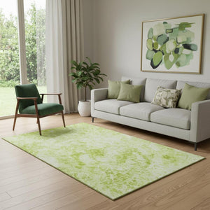 HomeRoots 5' X 8' Fern Green Abstract Area Rug - Stylish, Washable, UV-Protected for Busy Homes & Pets 648774