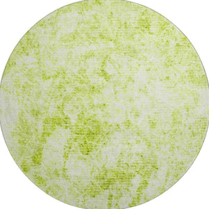 HomeRoots 8' Fern Green and Ivory Abstract Round Rug - Washable, UV Protected, Stylish for High Traffic Areas 648775