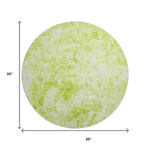 HomeRoots 8' Fern Green and Ivory Abstract Round Rug - Washable, UV Protected, Stylish for High Traffic Areas 648775