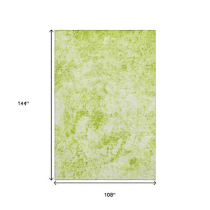 HomeRoots 9' X 12' Fern Green & Ivory Abstract Area Rug - Washable, UV Protected, Durable for High-Traffic Spaces 648777