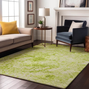 HomeRoots 10' X 14' Fern Green Abstract Area Rug - Washable, UV-Protected, Durable & Stylish for Homes 648778