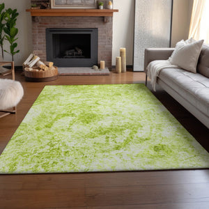HomeRoots 10' X 14' Fern Green Abstract Area Rug - Washable, UV-Protected, Durable & Stylish for Homes 648778