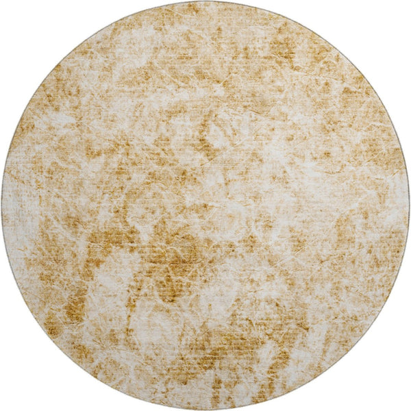 HomeRoots 8' Beige and Ivory Abstract Washable Round Rug with UV Protection for Modern Homes & Families 648781