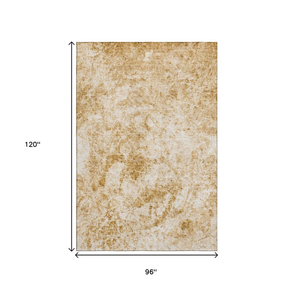 HomeRoots 8' X 10' Beige And Ivory Abstract Area Rug – Washable, Stain Resistant with UV Protection for Homes 648782