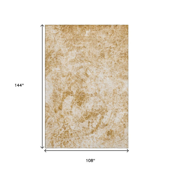 HomeRoots 9' X 12' Beige and Ivory Abstract Area Rug - Washable, UV Protected, Durable for Homes with Kids & Pets 648783