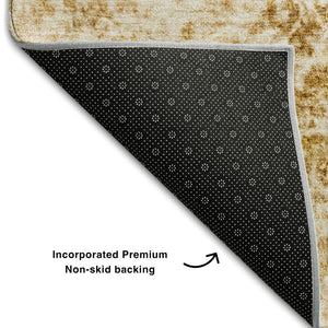 HomeRoots 9' X 12' Beige and Ivory Abstract Area Rug - Washable, UV Protected, Durable for Homes with Kids & Pets 648783
