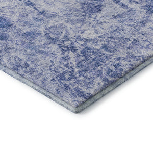 HomeRoots 8' Blue And Ivory Abstract Round Rug - Washable, UV Protected, Stylish & Durable for Every Room 648787