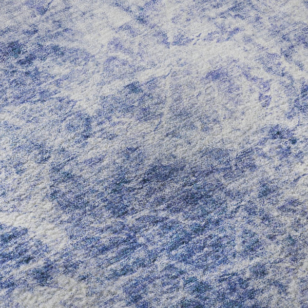 HomeRoots 8' Blue And Ivory Abstract Round Rug - Washable, UV Protected, Stylish & Durable for Every Room 648787