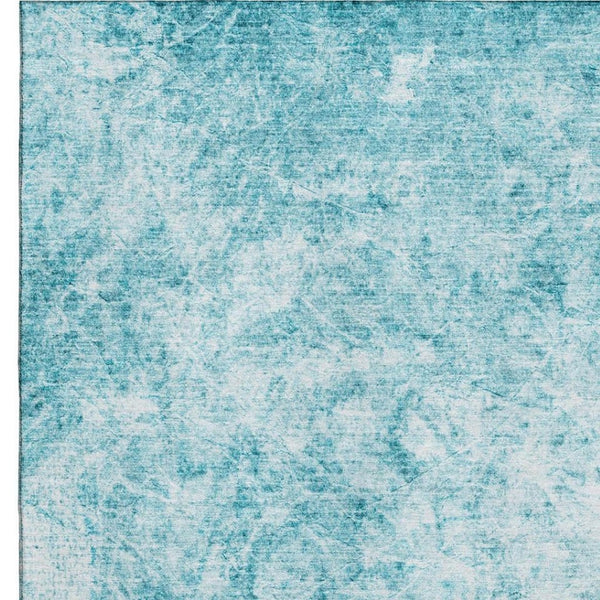 HomeRoots 5' X 8' Teal And Ivory Abstract Area Rug - Washable, UV Protected, Stain Resistant for Modern Spaces 648792