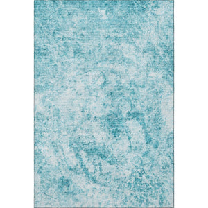 HomeRoots 5' X 8' Teal And Ivory Abstract Area Rug - Washable, UV Protected, Stain Resistant for Modern Spaces 648792
