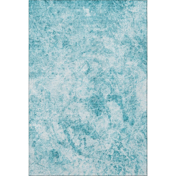 HomeRoots 5' X 8' Teal And Ivory Abstract Area Rug - Washable, UV Protected, Stain Resistant for Modern Spaces 648792