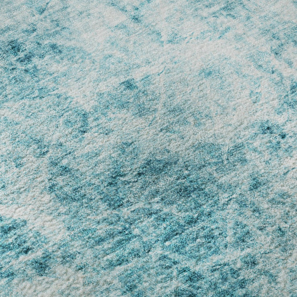 HomeRoots 8' X 10' Teal & Ivory Abstract Area Rug – Washable, UV Protected, Durable for Family Spaces & Pets 648794