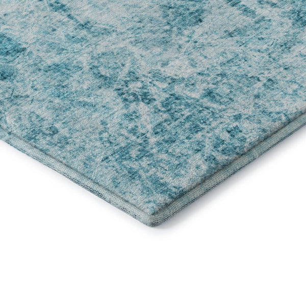 HomeRoots 10' Modern Teal & Ivory Abstract Washable Area Rug - UV Protected, Stain Resistant, Durable Design! 648796