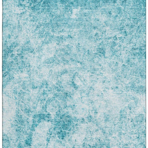 HomeRoots 10' Modern Teal & Ivory Abstract Washable Area Rug - UV Protected, Stain Resistant, Durable Design! 648796